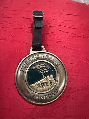 Pebble Beach Resorts 1919 Brass golf bag Tag - Dark Green Accents